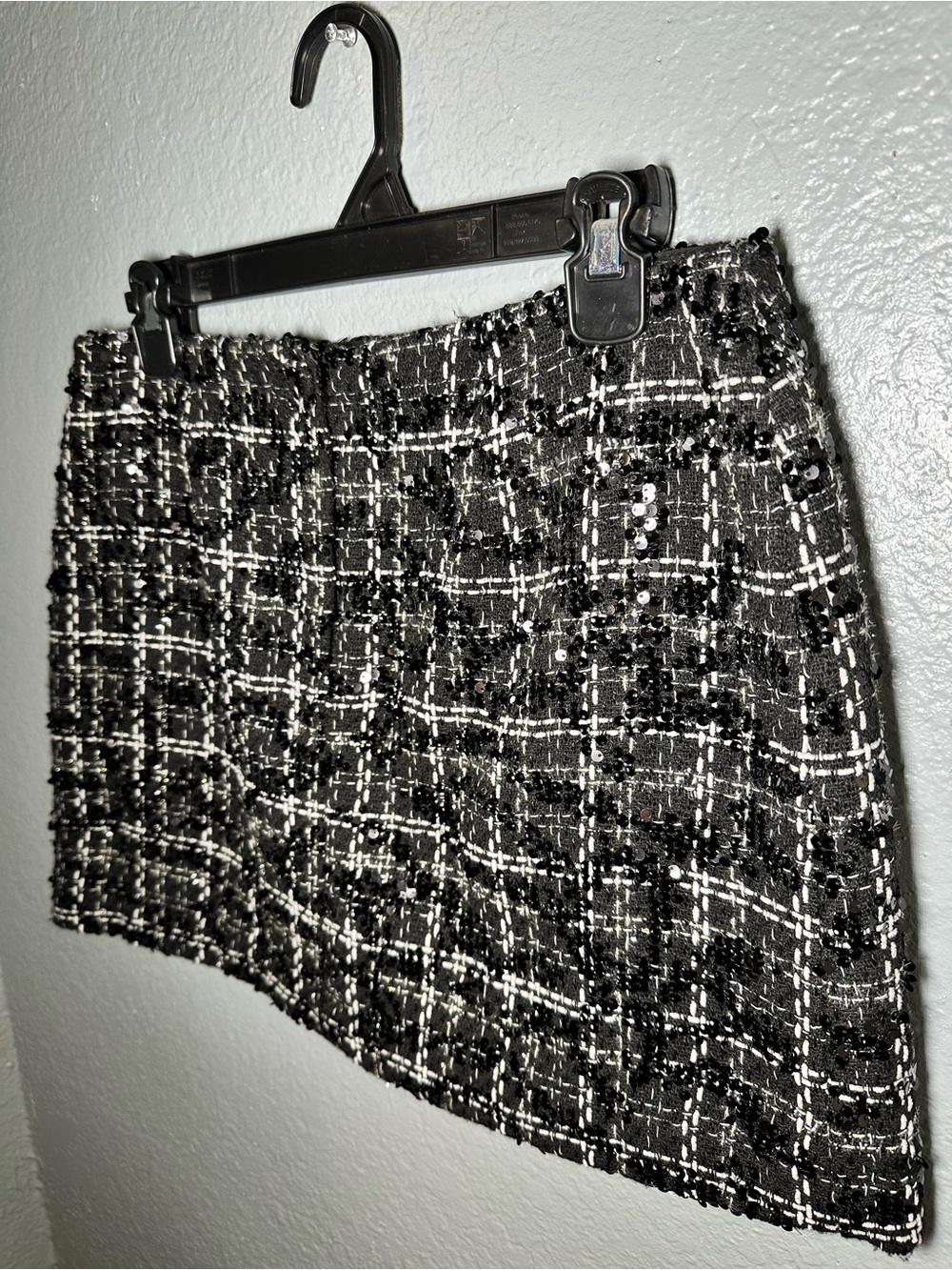 Gianna Bini black & White Tweed Mini Skirt - Classic Plaid